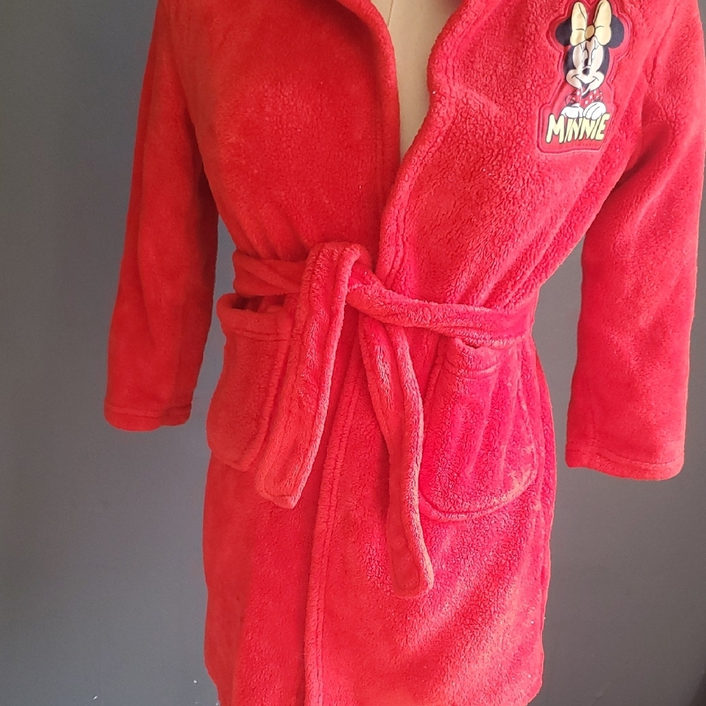 Disney Winnie Mouse Red Girls Robe with Hood Size 6-7 - Picture 4 of 12